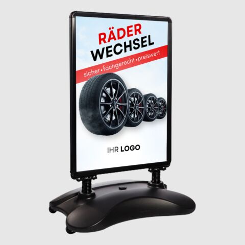 Kundenstopper SNE550 für Räderwechsel mit A1-Plakat & Logo