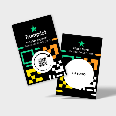 Trustpilot Bewertungskarte Trend mit QR-Code & Logo