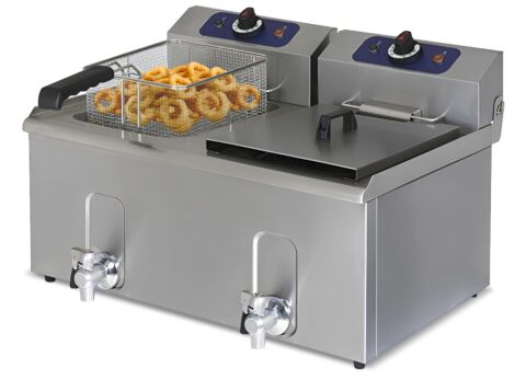 MASTRO Elektro-Fritteuse mit Ablasshahn, 8+8 Liter