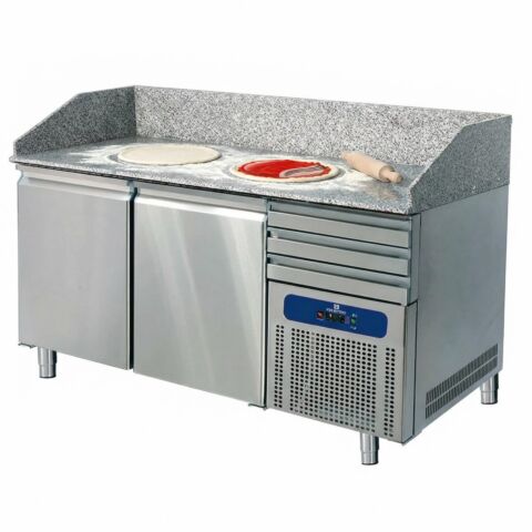 MASTRO Pizzatisch 1600 mm mit 2 Türen 600x400 mm, 3 Schubladen EN