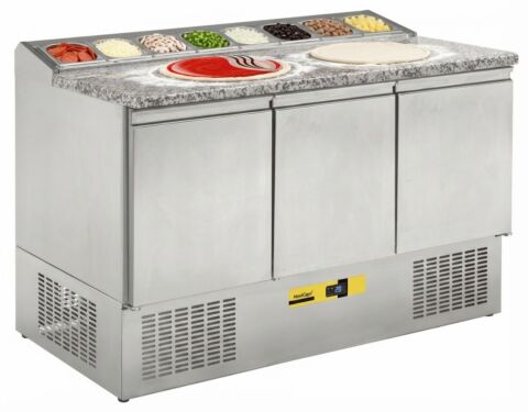 Pizzatisch Belegstation Saladette SL 3-BLG, 1350x700x830 mm