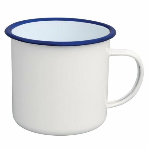 Olympia Emaille Suppentasse weiß-blau 67cl (6 Stück)-Gastro-Germany