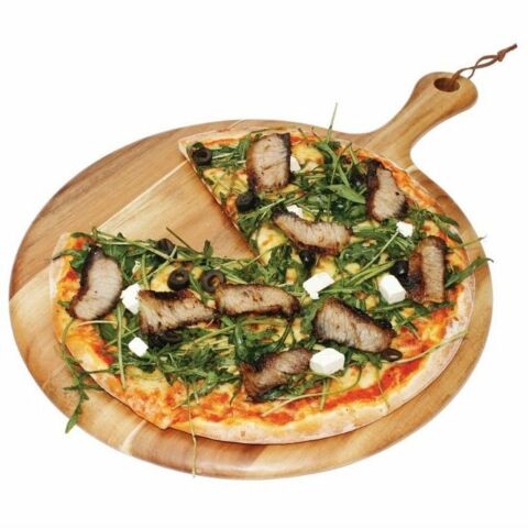 Olympia rundes Servierbrett Akazienholz mit Griff 35,5cm-Gastro-Germany