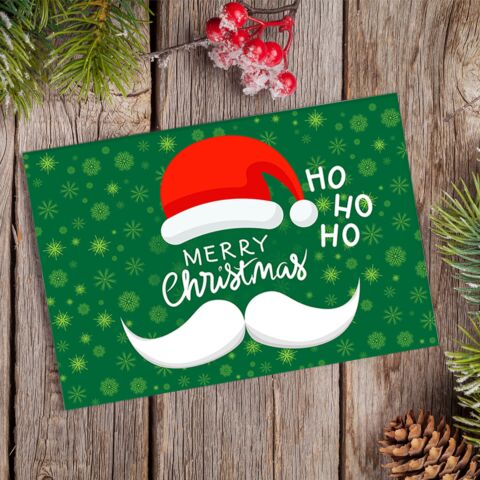 Weihnachtskarte „Merry Christmas Green“ mit Logo & mehrsprachig