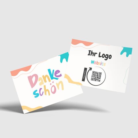 Danke-Karte „ Fun“ – Mit Logo & QR Code für Webseite (DIN A6)