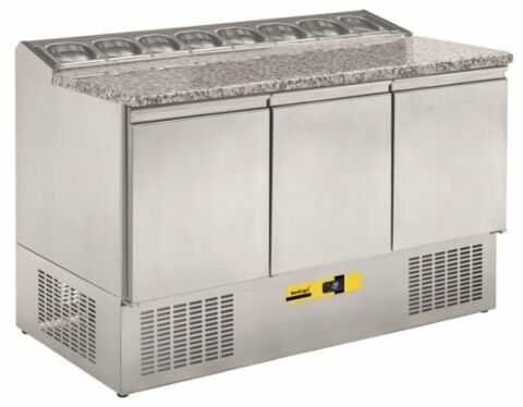Pizzatisch Belegstation Saladette SL 3-BLG, 1350x700x830 mm