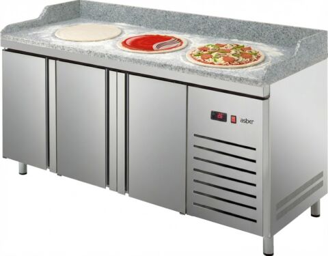 Pizzakühltisch Pizza PKT 3000, 3 Türen 600x400mm, Breite 2017mm