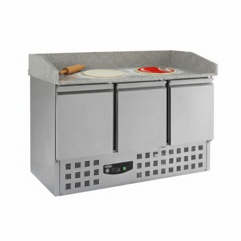Pizzatisch Compact Line – 3 Türen, 230 Liter, Breite 1400mm