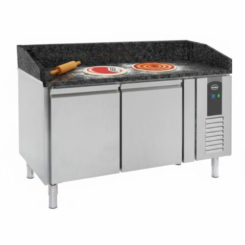 Pizzatisch mit 2 Türen und schwarzer Granit-Arbeitsplatte