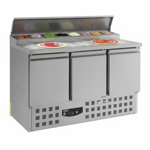 Saladette mit Deckel, 3 Türen, 8x 1/6GN, Breite 1368mm