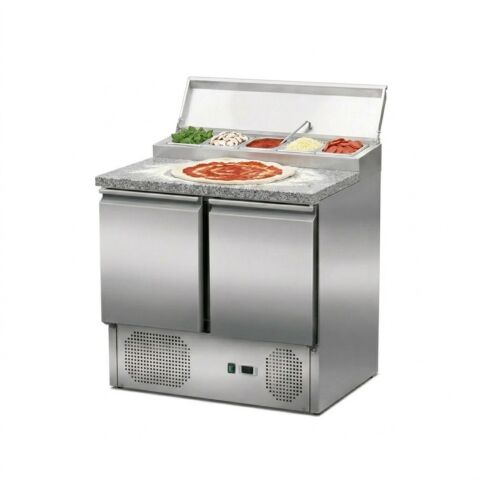 Pizzatisch Zubereitungstisch 2 Türen, Unterbaukühlung, Breite 90 Tiefe 70 cm