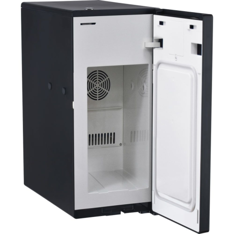 Milchkühlschrank, schwarz, mit Temperaturanzeige, offen