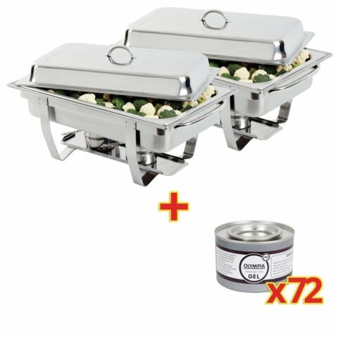 SONDERANGEBOT 2 x Milan Chafing-Dish mit 72 x Brennpaste-Gastro-Germany