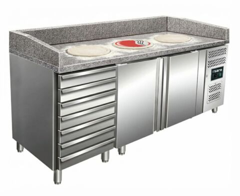 SARO Pizzatisch PZ2610TN, 2 Türen, 7 Schubladen , Breite 2025mm