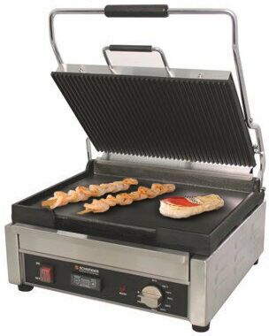 Schneider Edelstahl Kontaktgrill gerillt/glatt, Timer, große Grillfläche 29x38cm-Gastro-Germany