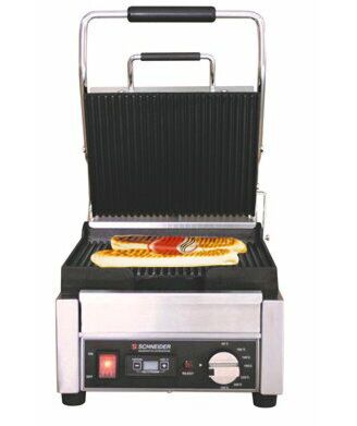 Schneider Edelstahl Kontaktgrill gerillt, Timer, Grillfläche 24x26cm-Gastro-Germany