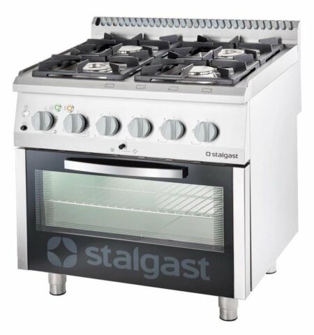 STALGAST Gasherd mit 4 Brennern (2x5+2x7) und Elektro-Umluft-Backofen GN1/1