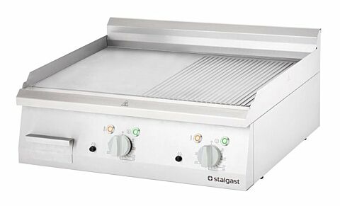 STALGAST Elektro-Griddleplatte, 800x700 mm, ½ glatte/½ gerillt, 400V, 8,1 kW