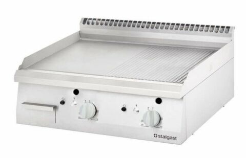 STALGAST Gas-Griddleplatte, ½ glatt / ½ gerillt 800x700x250 mm, 13Kw