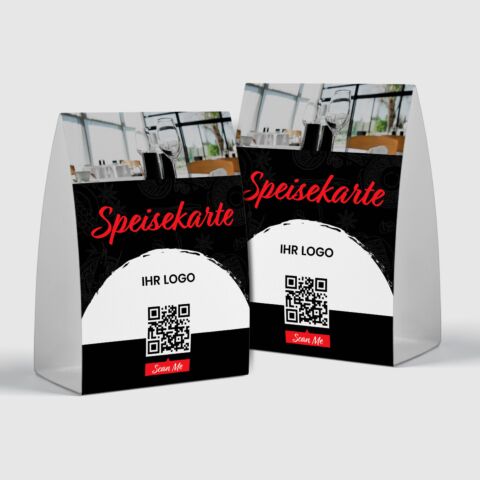 QR-Aufsteller „Speisekarte Elegance“ mit Logo (100 Stk.)