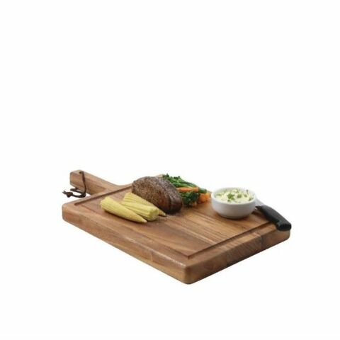 T&G Woodware Steakbrett Akazienholz mit Griff 26 x 19cm-Gastro-Germany