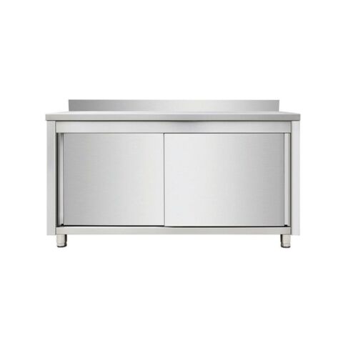 Edelstahl Arbeitsschrank Breite 1200×700 mm mit Aufkantung & Schiebetüren