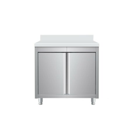 Edelstahl Arbeitsschrank Breite 800×600 mm mit Aufkantung & Flügeltüren