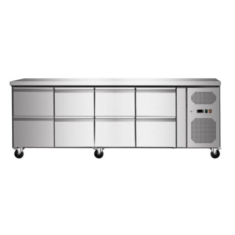 Skyrainbow Umluft-Kühltisch 8 Schubladen ohne Aufkantung, Breite 2230×700 mm