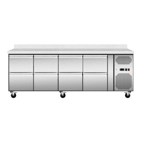 Skyrainbow Umluft-Kühltisch 8 Schubladen mit Aufkantung, Breite 2230×700 mm