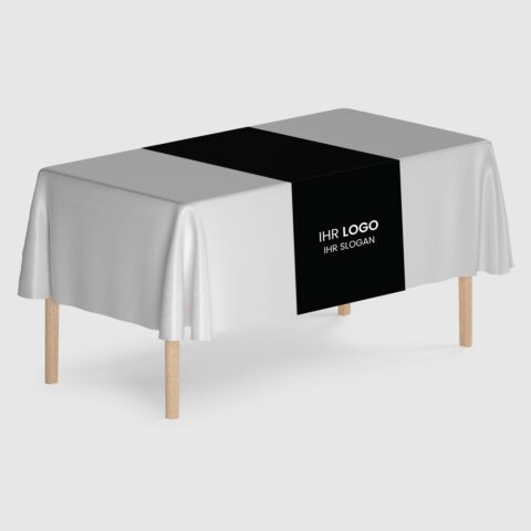 Tischläufer VTS-300 Schwarz mit Logo, 200x60cm