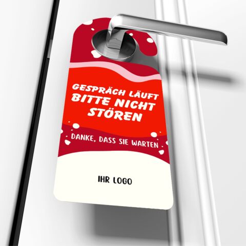 Türanhänger GL30 „Gespräch läuft / Nicht stören“ für Büros mit Logo