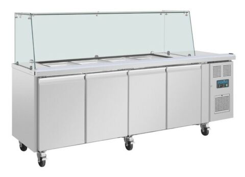 POLAR 4-türige Saladette mit Glasaufsatz, 2230x700x1360 mm