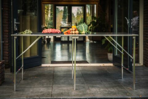 Edelstahl Caterer Arbeitstisch aufklappbar 200x80x90cm