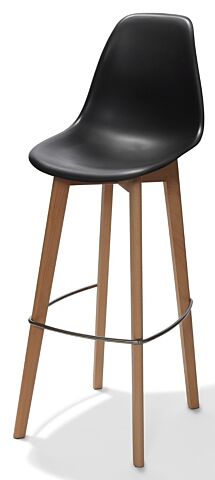 VEBA Keeve Barhocker schwarz, Gestell Birkenholz