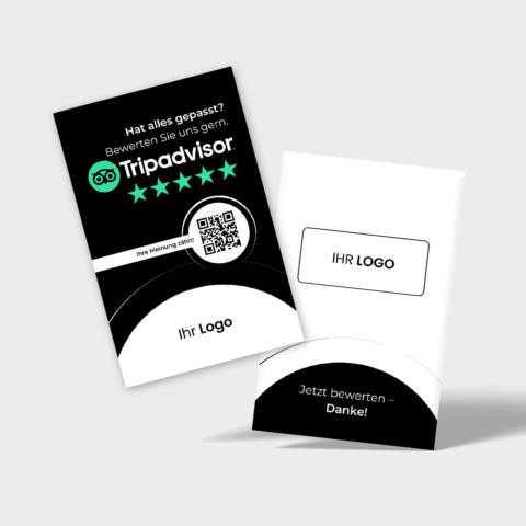 Tripadvisor Bewertungskarte Black mit QR-Code & Logo