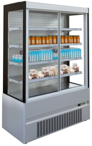 Wandkühlregal Edelstahl Cronus 1935 mit Schiebetüren 1,53 kW, 1935 mm