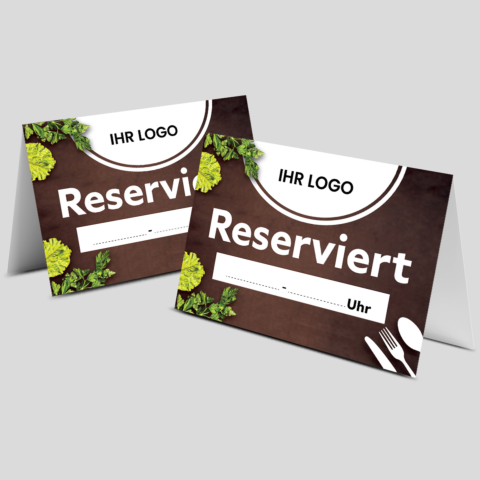 Reserviert-Tischschild Brown mit Uhrzeit-Feld & Logo (250 Stk.)